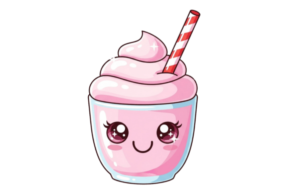A Cute Cartoon Character Enjoying a Pink Palette: Elevating Design with Kawaii Food Art