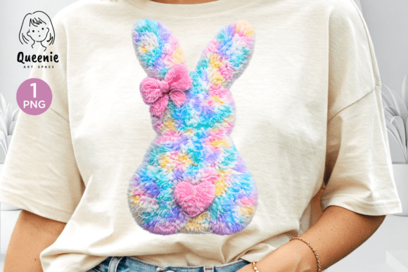 Colorful Pastel Faux Yarn Easter Bunny