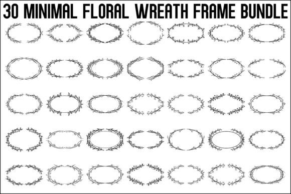 Minimal Floral Wreath Frame Bundle: Elevating Design with Clean Botanical Lines