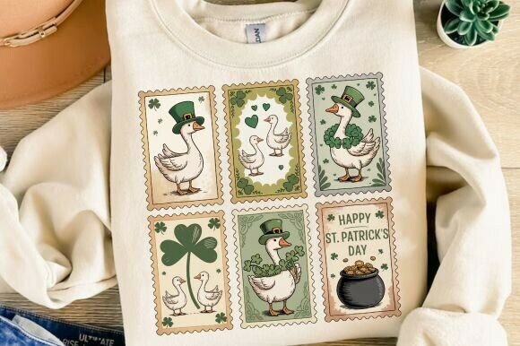 Unlocking Creative Potential with Retro St Patrick’s Day Goose Stamps PNG for Modern Design